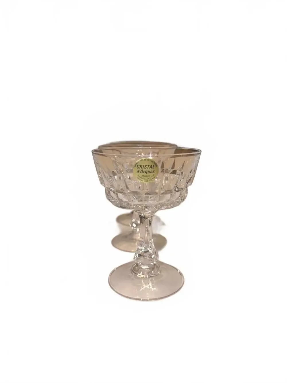 Cristal d'Arques Crystal Coupe Glasses Set 3 France Cut Cocktail